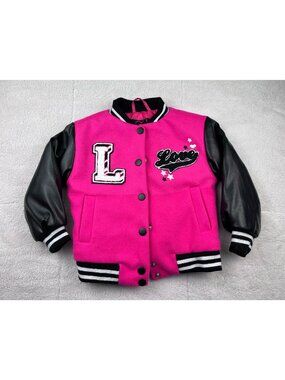 Chillipop Pink & Black Varsity Jacket Girls Size 2T